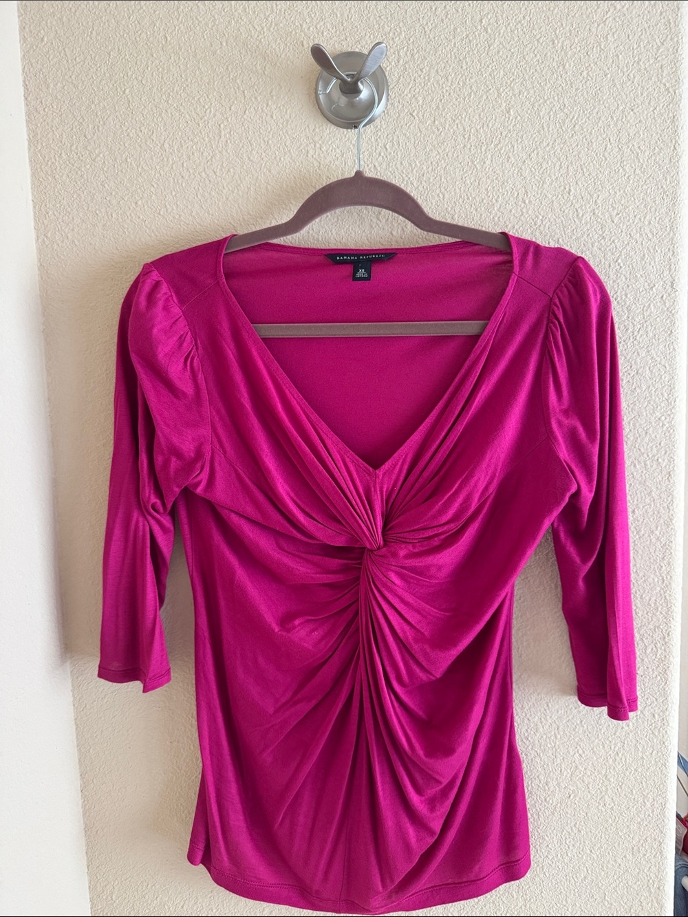 Banana Republic Fuchsia Twist-Front V-Neck Top